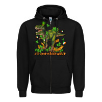 Black shamrockscrusher t rex and horseshoe Zipper Hoodie - AdoDesignShop