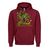 Burgundy shamrockscrusher t rex and horseshoe Zipper Hoodie - AdoDesignShop