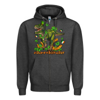 Charcoal Heather shamrockscrusher t rex and horseshoe Zipper Hoodie - AdoDesignShop