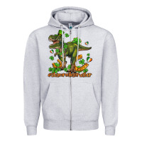 Heather Grey shamrockscrusher t rex and horseshoe Zipper Hoodie - AdoDesignShop