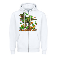 White shamrockscrusher t rex and horseshoe Zipper Hoodie - AdoDesignShop