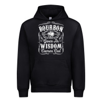 Black bourbon goes in wisdom comes out funny whiskey lover gift premium t sh Urban Hoodie - linhVisuals