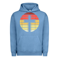 Pigment Pebble Blue jesus cross retro style vintage t shirt Urban Hoodie - linhVisuals