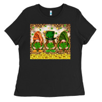 St. Patrick's Day Gnomies With Leopard Tumbler Ladies Tee | Teevron
