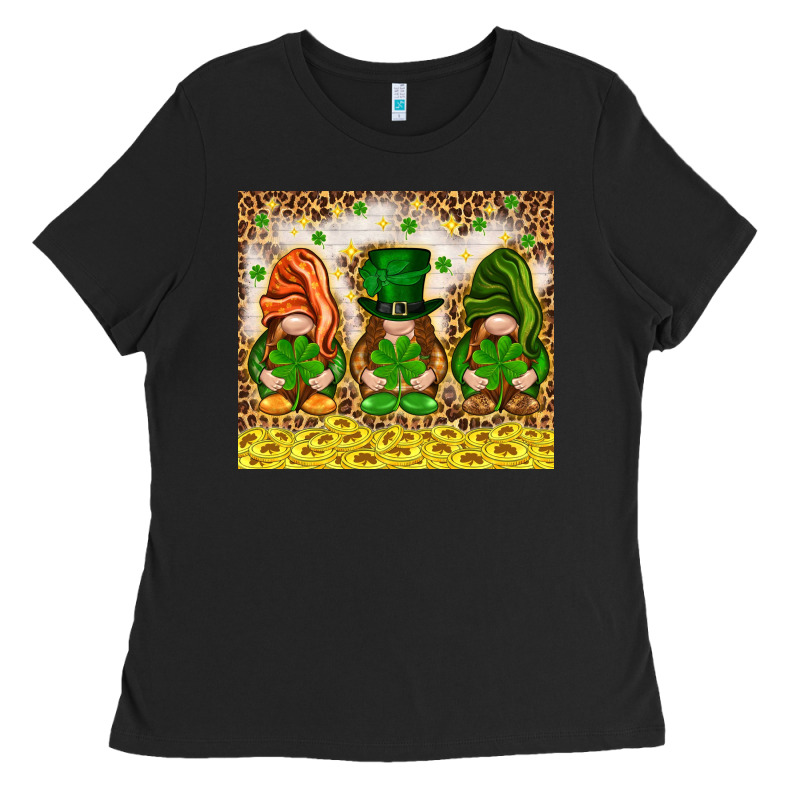 St. Patrick's Day Gnomies With Leopard Tumbler Ladies Tee by HowdyJamesFarm | Teevron
