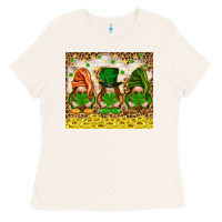 Bone St. Patrick's Day gnomies with leopard tumbler Ladies Tee - HowdyJamesFarm