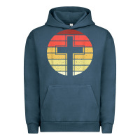 Pigment Midnight Navy jesus cross retro style vintage t shirt Urban Hoodie - linhVisuals