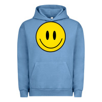 Pigment Pebble Blue retro happy vibe smiley face happy face graphic sweatshirt Urban Hoodie - linhVisuals