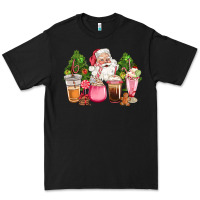 Black pink christmas santa coffe cups Premium Tee - CowGirlArtShop