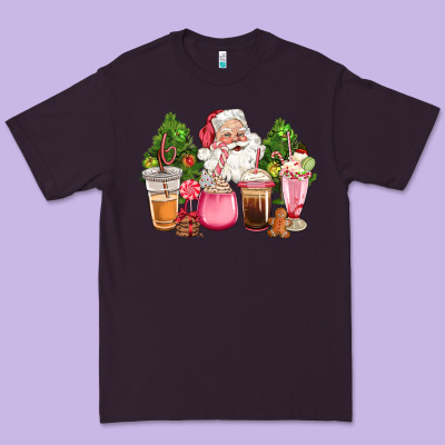 Pink Christmas Santa Coffe Cups Premium Tee Designed By Cowgirlartshop