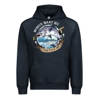 Navy funny women want me, fish fishing fear t shirt Urban Hoodie - linhVisuals
