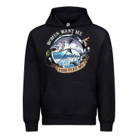 Black funny women want me, fish fishing fear t shirt Urban Hoodie - linhVisuals