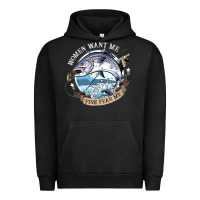 Pigment Black funny women want me, fish fishing fear t shirt Urban Hoodie - linhVisuals