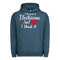 Pigment Midnight Navy i kissed an electrician and i liked it for girlfriend wife pullover ho Urban Hoodie - linhVisuals