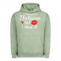 Pigment Oil Green i kissed an electrician and i liked it for girlfriend wife pullover ho Urban Hoodie - linhVisuals