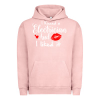 Pigment Salmon i kissed an electrician and i liked it for girlfriend wife pullover ho Urban Hoodie - linhVisuals
