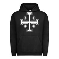 Pigment Black crusader cross of jerusalem knights templa Urban Hoodie - linhVisuals