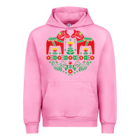 Fuchsia Pink swedish dala horse folk art t shirt Urban Hoodie - linhVisuals