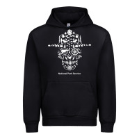 Black national park service, skull animals hiking camping eliments t shirt Urban Hoodie - linhVisuals