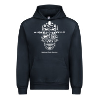 Navy national park service, skull animals hiking camping eliments t shirt Urban Hoodie - linhVisuals