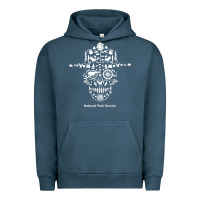 Pigment Midnight Navy national park service, skull animals hiking camping eliments t shirt Urban Hoodie - linhVisuals