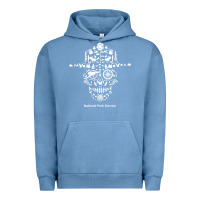 Pigment Pebble Blue national park service, skull animals hiking camping eliments t shirt Urban Hoodie - linhVisuals