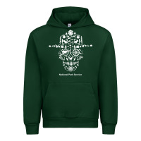 Forest Green national park service, skull animals hiking camping eliments t shirt Urban Hoodie - linhVisuals