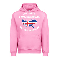 Fuchsia Pink what part of eyjafjallajökull don't you understand raglan baseball te Urban Hoodie - linhVisuals
