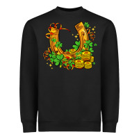 Black horseshoe with shamrocks and coin Heavyweight Sweatshirt - AdoDesignShop