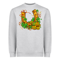 Heather Grey horseshoe with shamrocks and coin Heavyweight Sweatshirt - AdoDesignShop