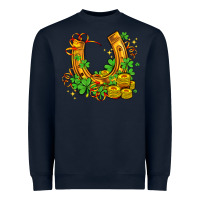 Navy horseshoe with shamrocks and coin Heavyweight Sweatshirt - AdoDesignShop