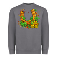 Horseshoe With Shamrocks And Coin Heavyweight Sweatshirt | Teevron