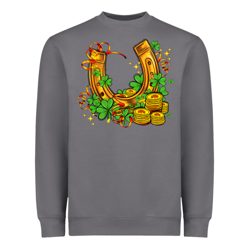 Horseshoe With Shamrocks And Coin Heavyweight Sweatshirt by AdoDesignShop | Teevron