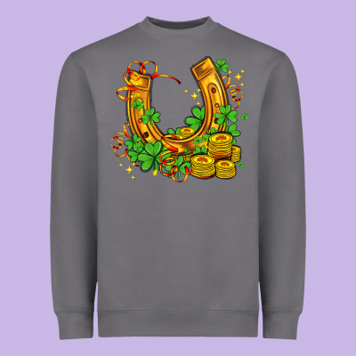 Horseshoe With Shamrocks And Coin Heavyweight Sweatshirt Designed By Adodesignshop