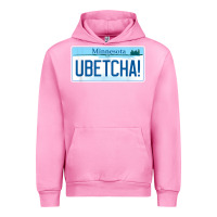 Fuchsia Pink ubetcha (you betcha) minnesota license plate t shirt Urban Hoodie - linhVisuals