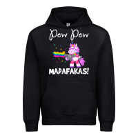 Black womens pew madafakas funny fantasy unicorn with rainbow gun   white v Urban Hoodie - linhVisuals