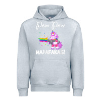 Heather Grey womens pew madafakas funny fantasy unicorn with rainbow gun   white v Urban Hoodie - linhVisuals