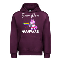 Mauve Wine womens pew madafakas funny fantasy unicorn with rainbow gun   white v Urban Hoodie - linhVisuals