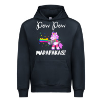 Navy womens pew madafakas funny fantasy unicorn with rainbow gun   white v Urban Hoodie - linhVisuals