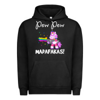 Pigment Black womens pew madafakas funny fantasy unicorn with rainbow gun   white v Urban Hoodie - linhVisuals