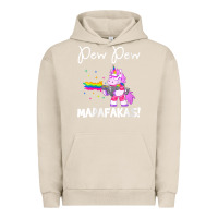 Pigment French Oak womens pew madafakas funny fantasy unicorn with rainbow gun   white v Urban Hoodie - linhVisuals