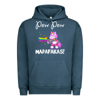 Pigment Midnight Navy womens pew madafakas funny fantasy unicorn with rainbow gun   white v Urban Hoodie - linhVisuals