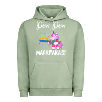 Pigment Oil Green womens pew madafakas funny fantasy unicorn with rainbow gun   white v Urban Hoodie - linhVisuals