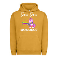 Pigment Peanut Butter womens pew madafakas funny fantasy unicorn with rainbow gun   white v Urban Hoodie - linhVisuals