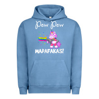Pigment Pebble Blue womens pew madafakas funny fantasy unicorn with rainbow gun   white v Urban Hoodie - linhVisuals