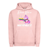 Pigment Salmon womens pew madafakas funny fantasy unicorn with rainbow gun   white v Urban Hoodie - linhVisuals