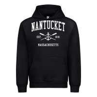 Black nantucket ma vintage crossed oars & boat anchor sports pullover hoodie Urban Hoodie - linhVisuals