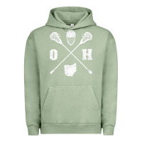 Pigment Oil Green ohio lacrosse sticks & helmet state outline lax player t shirt Urban Hoodie - linhVisuals