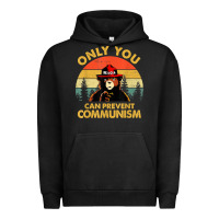 Pigment Black vintage only you can prevent communism funny bear camping t shirt Urban Hoodie - linhVisuals