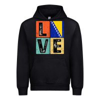Black vintage retro i love bosnia flag for bosnian pride gift t shirt Urban Hoodie - linhVisuals